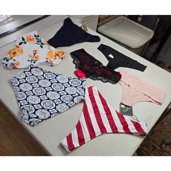 Colorful Swim & Thong Bundle Women's S 7 Pieces 4 Swim / 3 Thong NWT - Picture 2 of 16